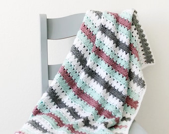 Crochet Striped Modern Granny Blanket Pattern