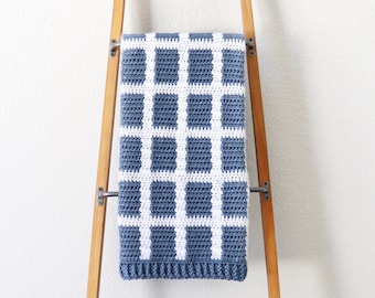 Crochet Windowpane Gingham Baby Blanket