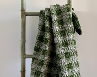 Crochet Green Gingham Blanket Pattern