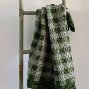 Crochet Green Gingham Blanket Pattern