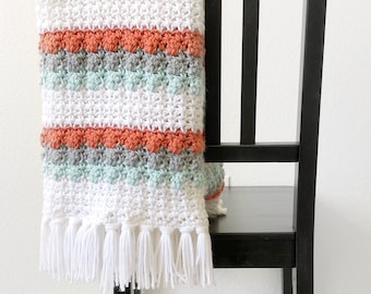 Crochet Mesh and Bobble Blanket Pattern