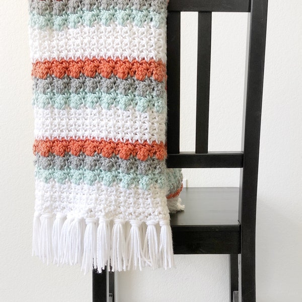 Crochet Mesh and Bobble Blanket Pattern