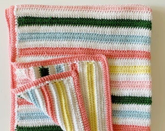 Crochet Beginner Popsicle Stripes Baby Blanket