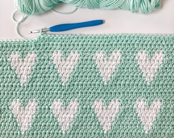 Crochet Modern Hearts Baby Blanket Pattern