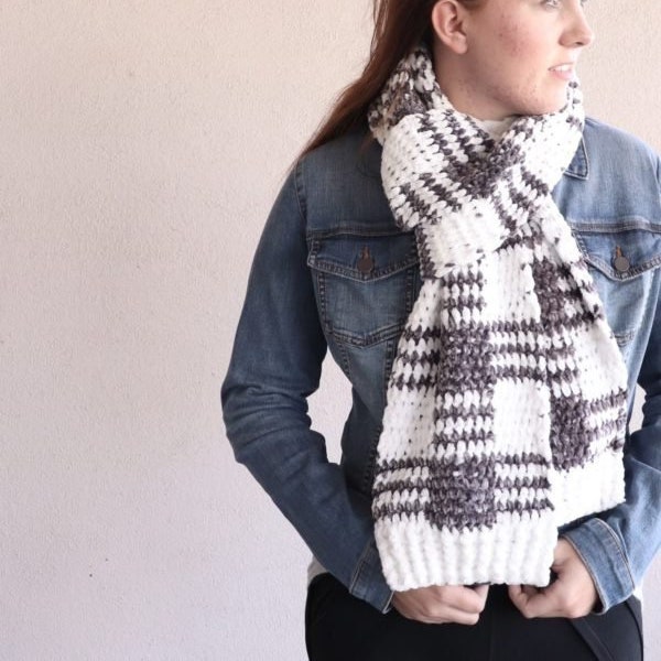 Crochet Velvet Plaid Scarf Pattern