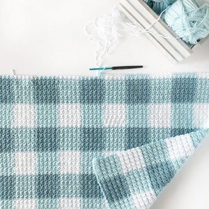 Virkat Teal Gingham-filtmönster