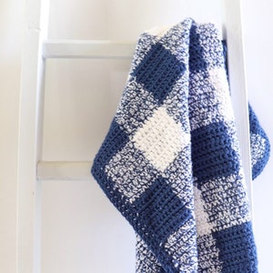 Navy Gingham Crochet Blanket Pattern