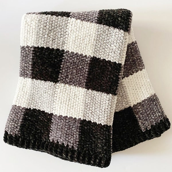 Crochet Velvet Buffalo Check Gingham Blanket Pattern