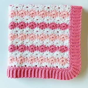 Pink Crochet Petal Stitch Baby Blanket Pattern image 1