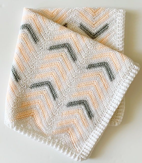 Crochet Herringbone Chevron Arrows Baby Blanket Pattern Etsy