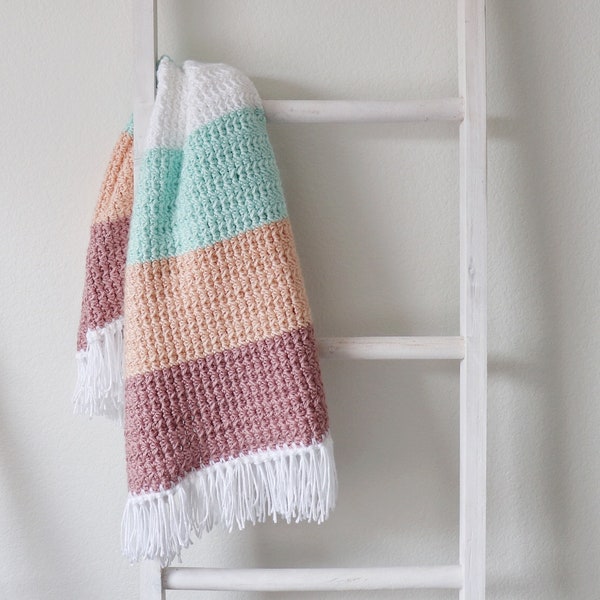 Crochet Boho Color Block Blanket Pattern