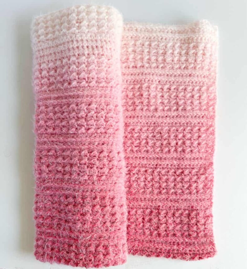 Crochet Caron Halo Double Ombre Baby Texture Blanket image 1