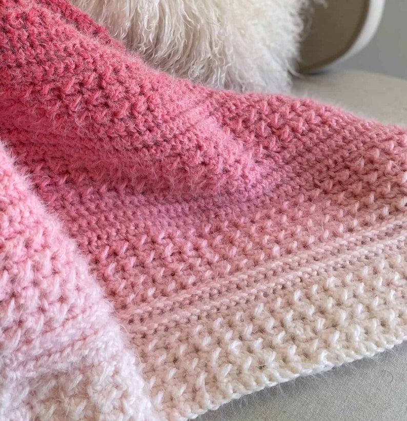 Crochet Caron Halo Double Ombre Baby Texture Blanket image 3
