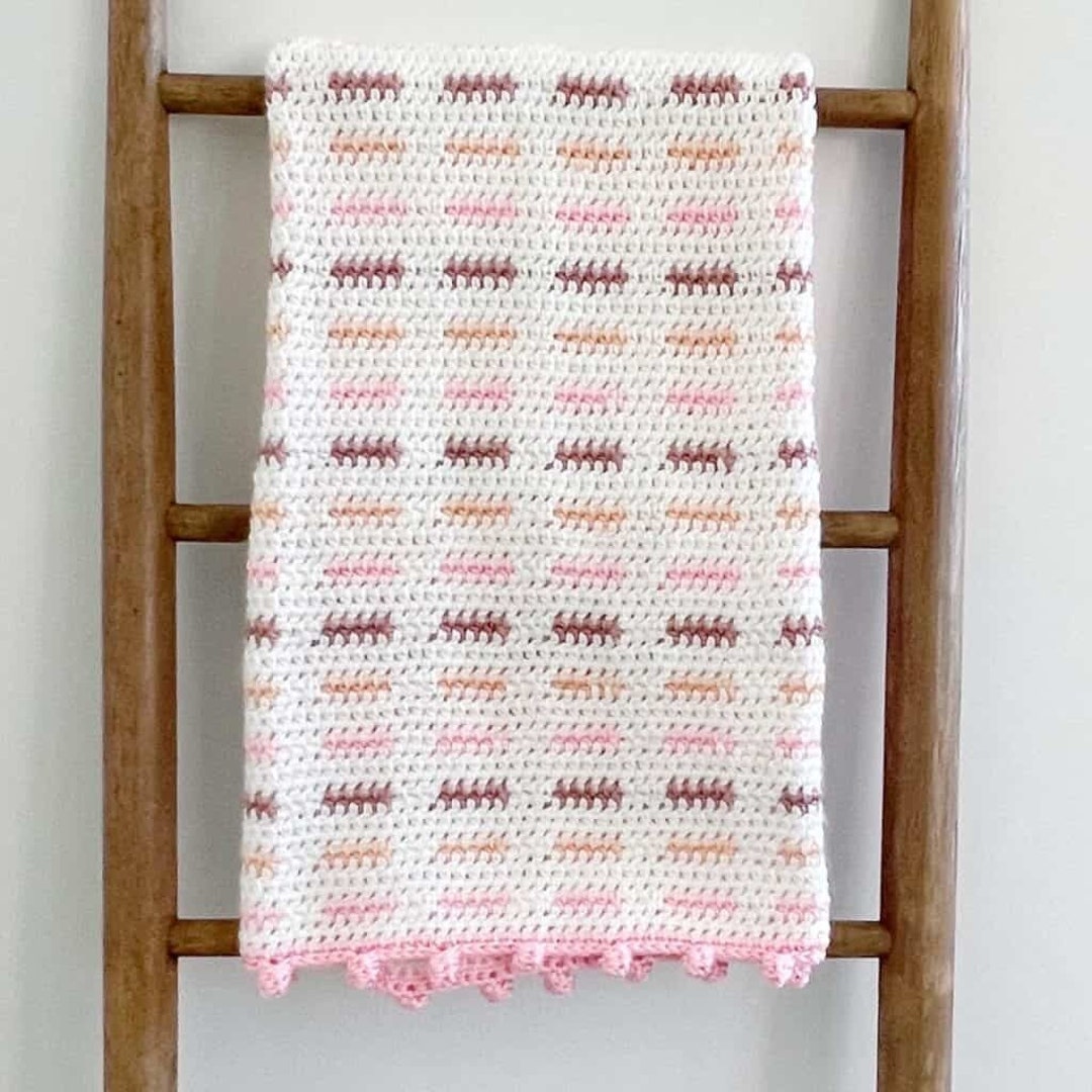 Crochet Mini Dash Baby Blanket With Pom Pom Border Etsy