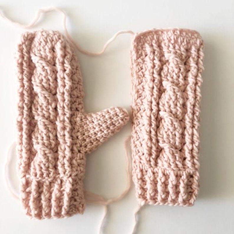 Crochet Cable Twist Mittens Etsy