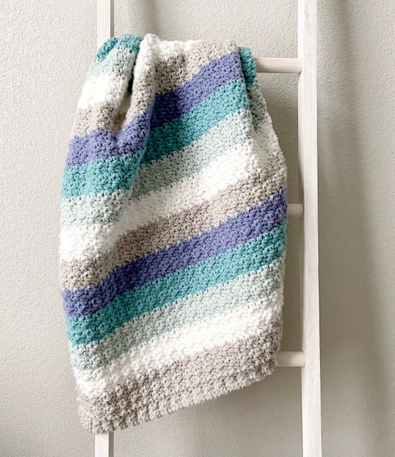 Striped crochet baby blanket hotsell