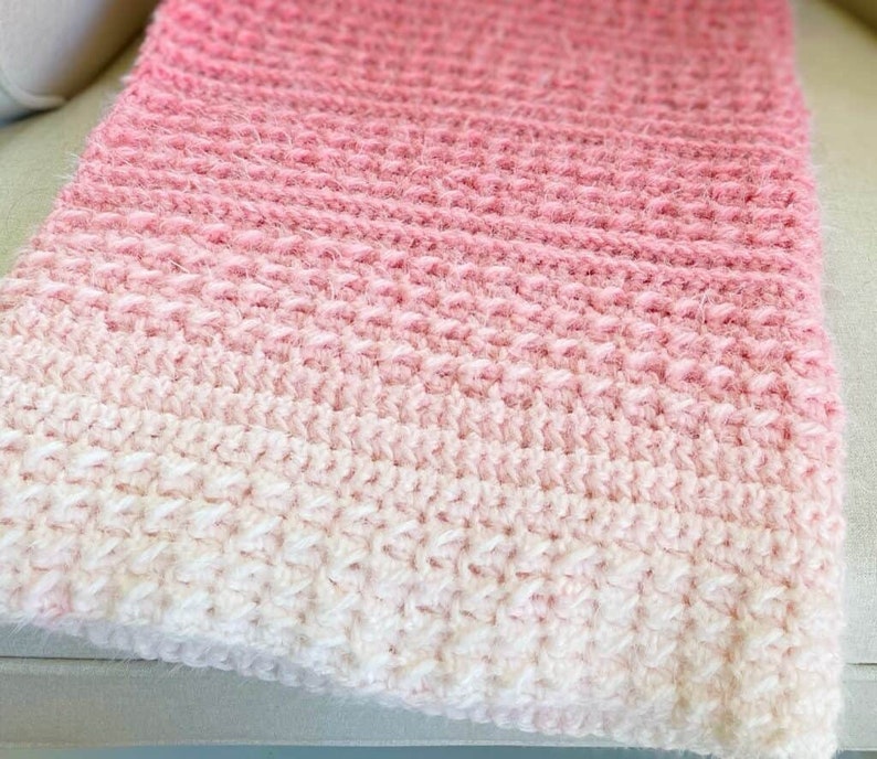 Crochet Caron Halo Double Ombre Baby Texture Blanket image 2