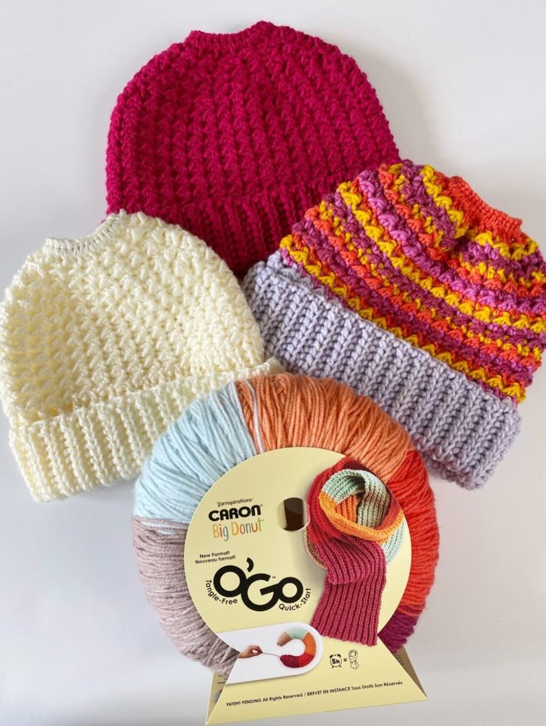 Crochet Caron Big Donut O'go Bun Beanie Pattern image 1