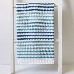 Crochet Teal Stripes Baby Blanket Pattern image 3