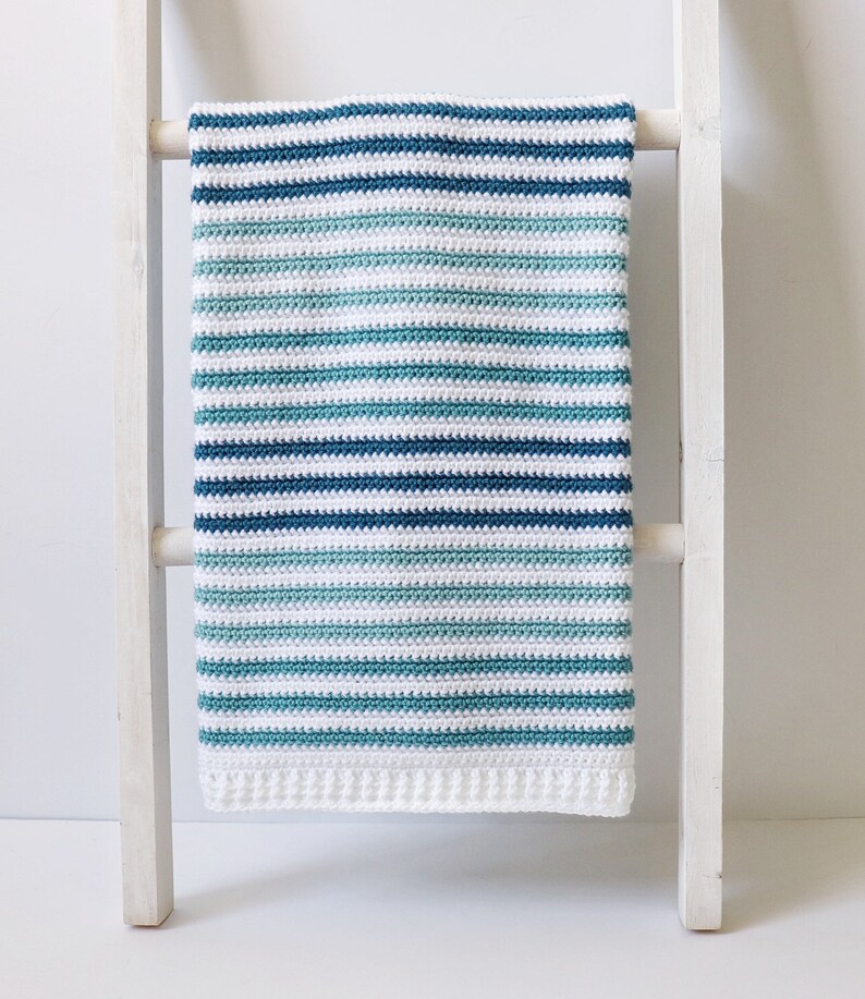 Crochet Teal Stripes Baby Blanket Pattern image 3