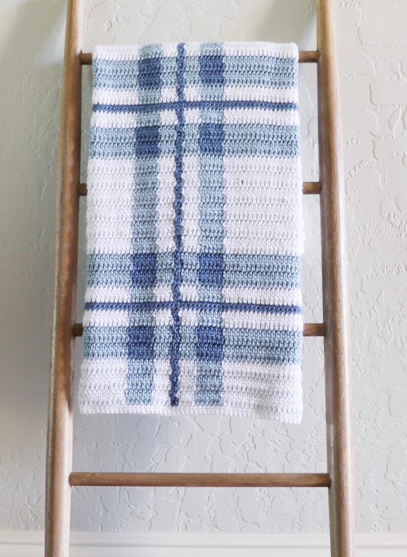Crochet Blue Plaid Baby Blanket Pattern Etsy