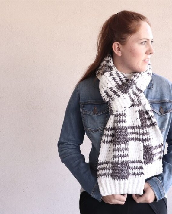 plaid pattern scarf