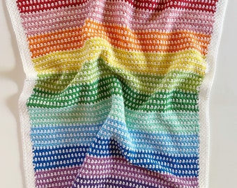Crochet Rainbow Moss Baby Blanket Pattern