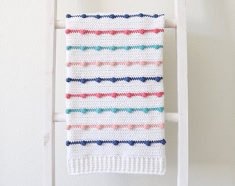 Crochet Bobble Lines Baby Blanket Pattern