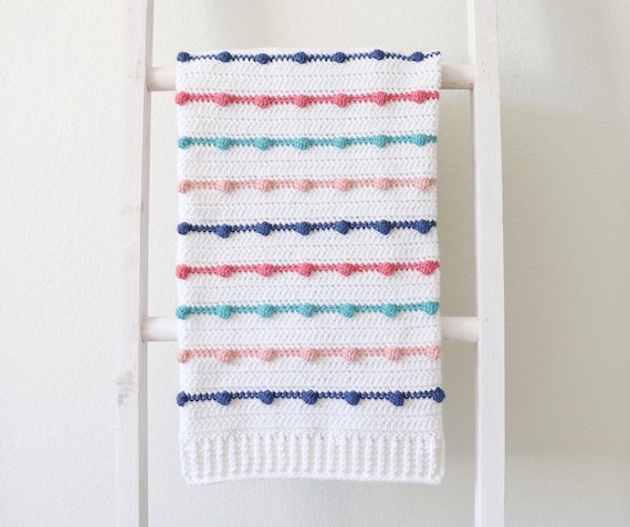 Crochet Bobble Lines Baby Blanket Pattern Etsy UK