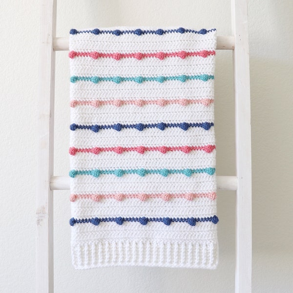 Crochet Bobble Lines Baby Blanket Pattern