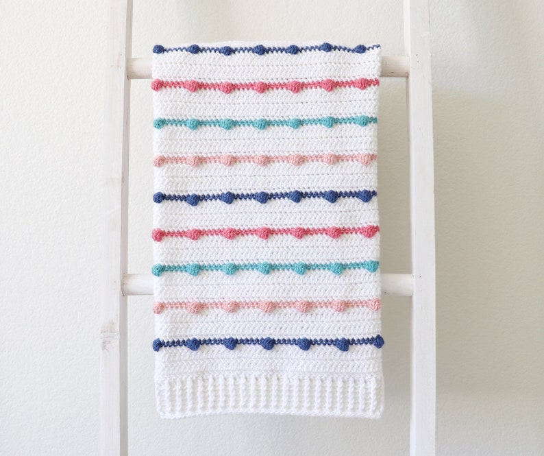 Crochet Bobble Lines Baby Blanket Pattern image 1