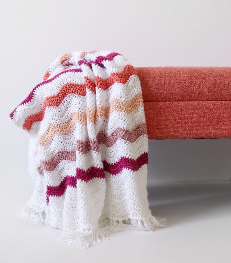 Crochet Jewel Tones Ripple Blanket Pattern image 1