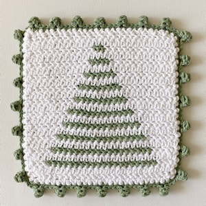 Crochet Tree Stripe Hot Pad with Dot Border