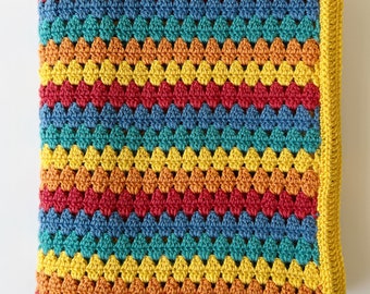 Crochet Rainbow Modern Granny Blanket Pattern