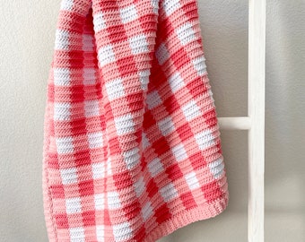 Crochet Ridged Lines Gingham Blanket Pattern