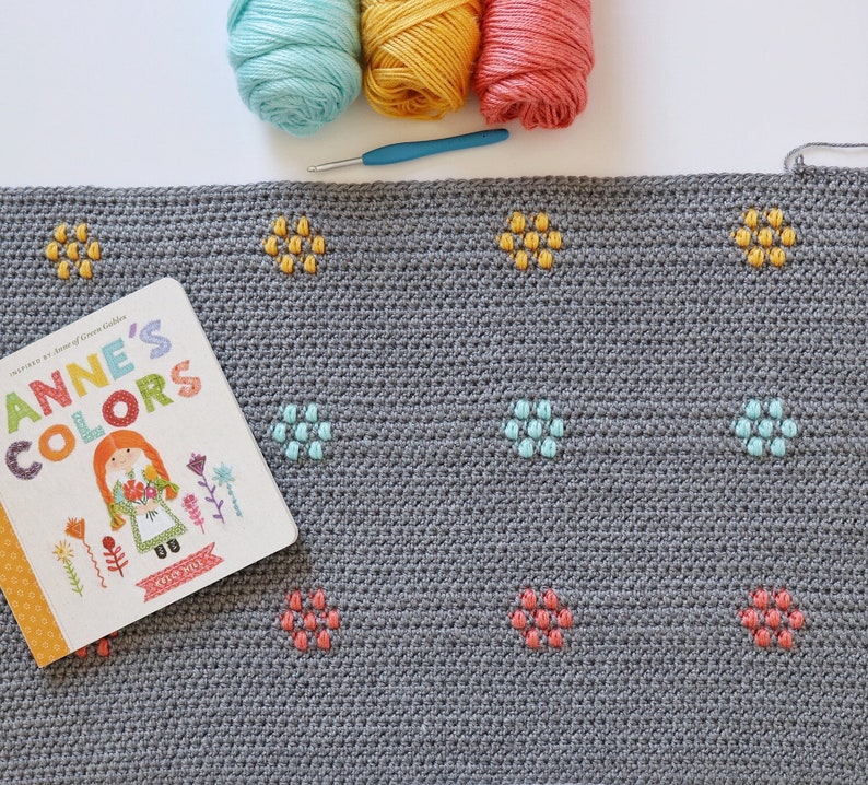 Crochet Flower Puffs Baby Blanket Pattern image 4