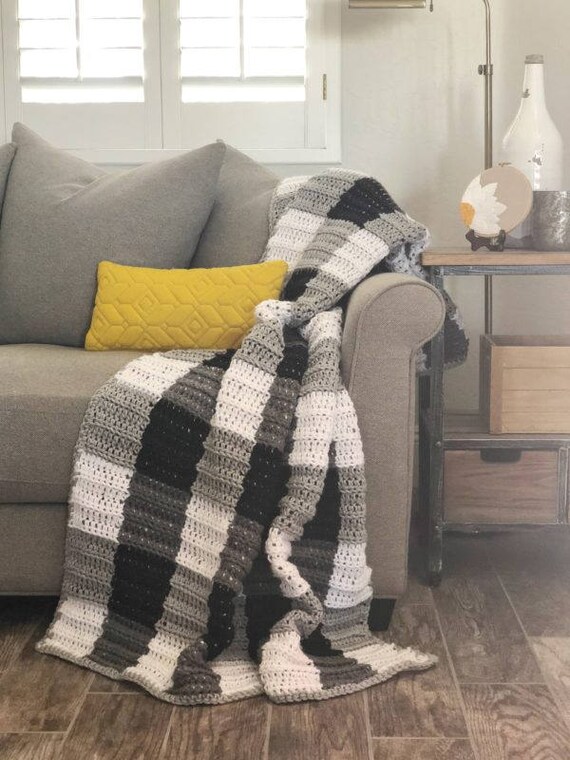 Grey buffalo plaid blanket sale
