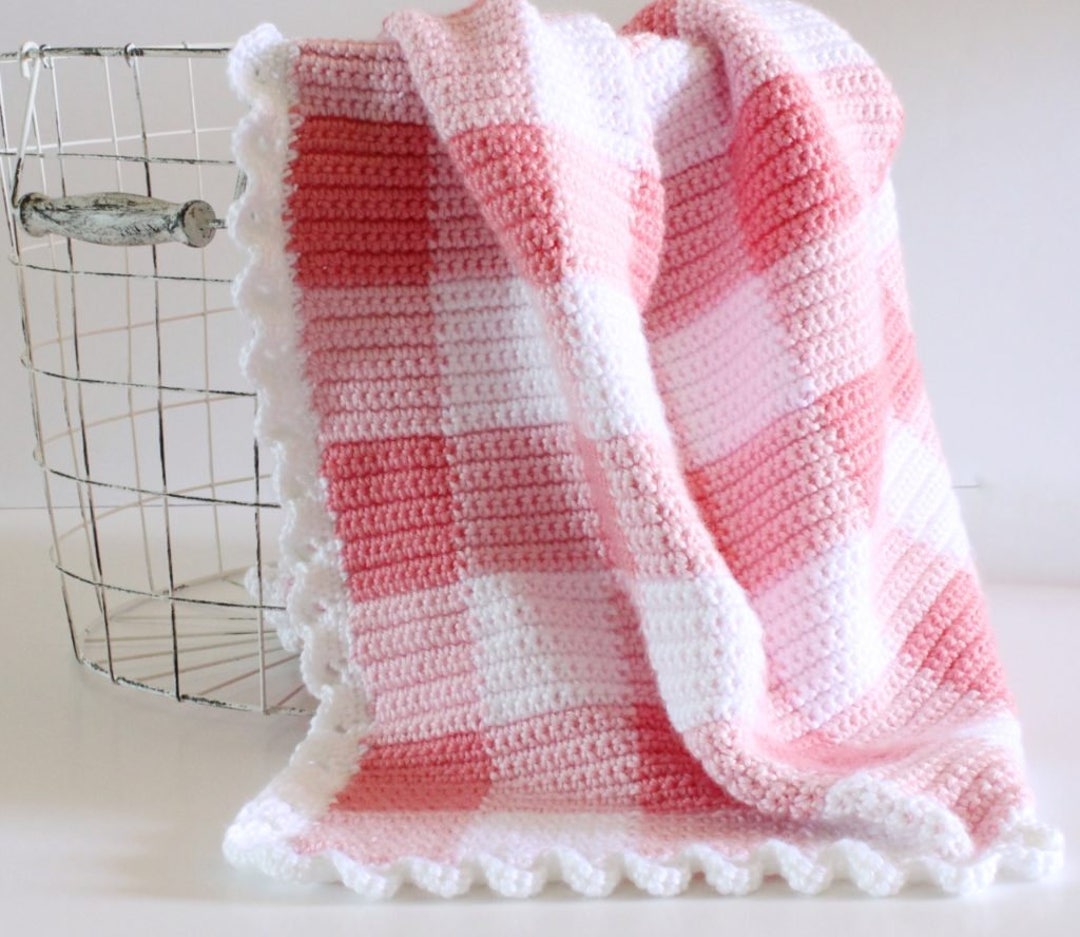 Crochet Pink Gingham Blanket Pattern