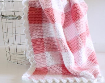 Padrão de manta de algodão rosa de crochê