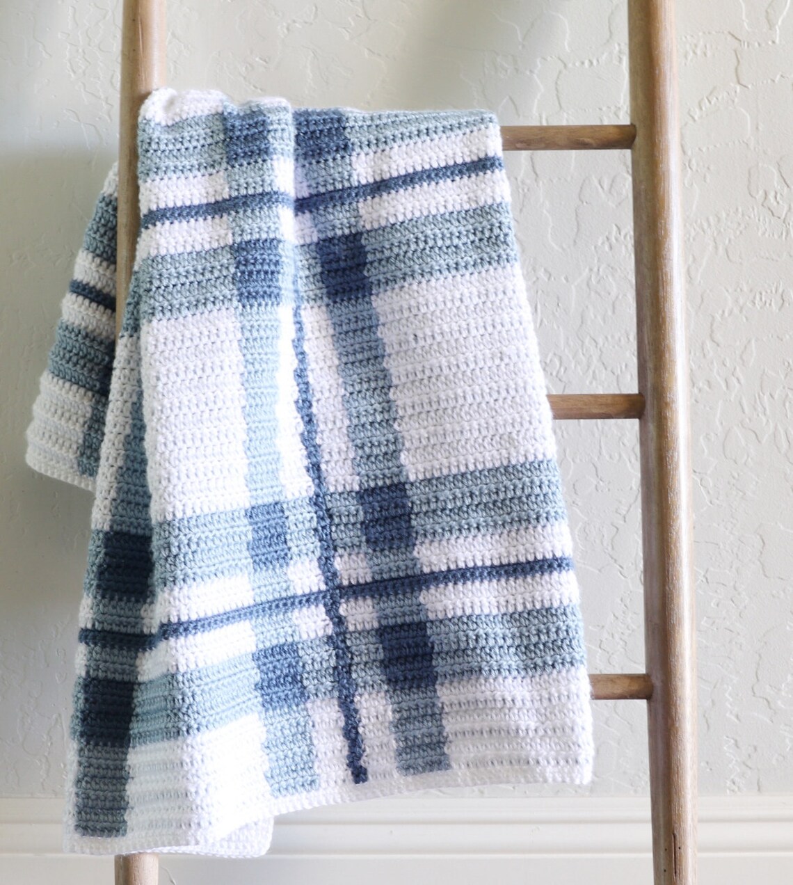 Crochet Blue Plaid Baby Blanket Pattern Etsy 日本