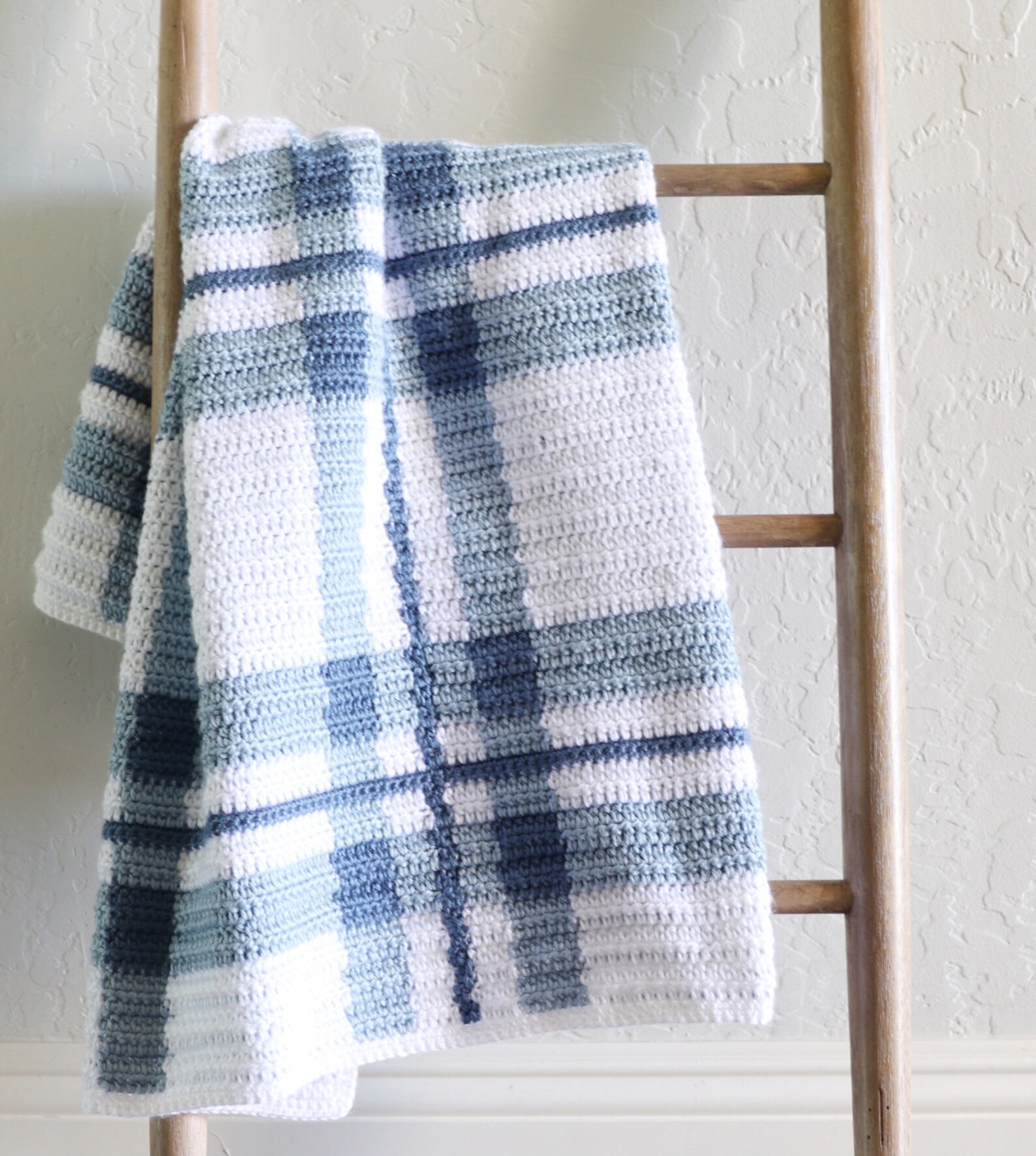 Crochet Blue Plaid Baby Blanket Pattern Etsy