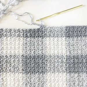 Crochet Gray Gingham Blanket Pattern