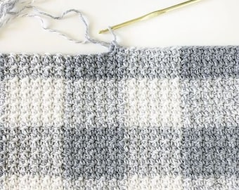 Crochet Gray Gingham Blanket Pattern