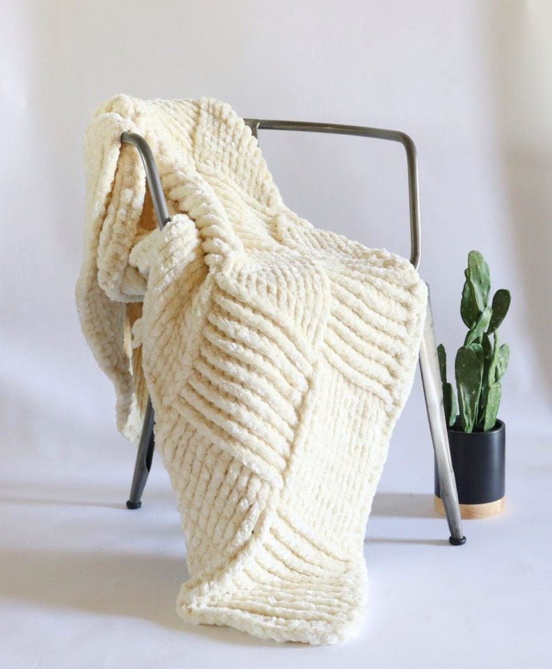 Crochet Giant Basketweave Throw in Velvet Plus Pattern image 1