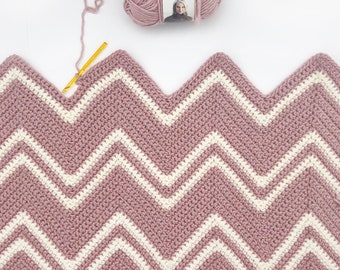 Crochet Pink Chevron Throw Pattern