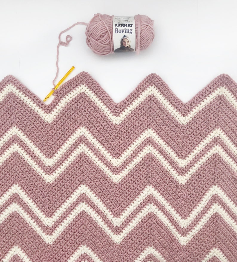 Crochet Pink Chevron Throw Pattern image 1