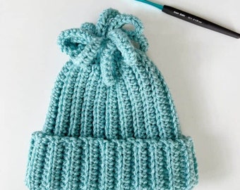 Crochet Ribbed HDC Fun Fringe Hat