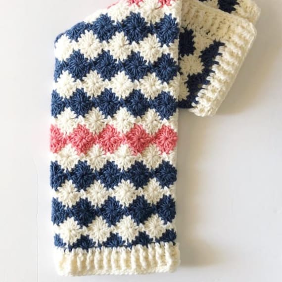 Crochet boxed block stitch carroty blanket pattern