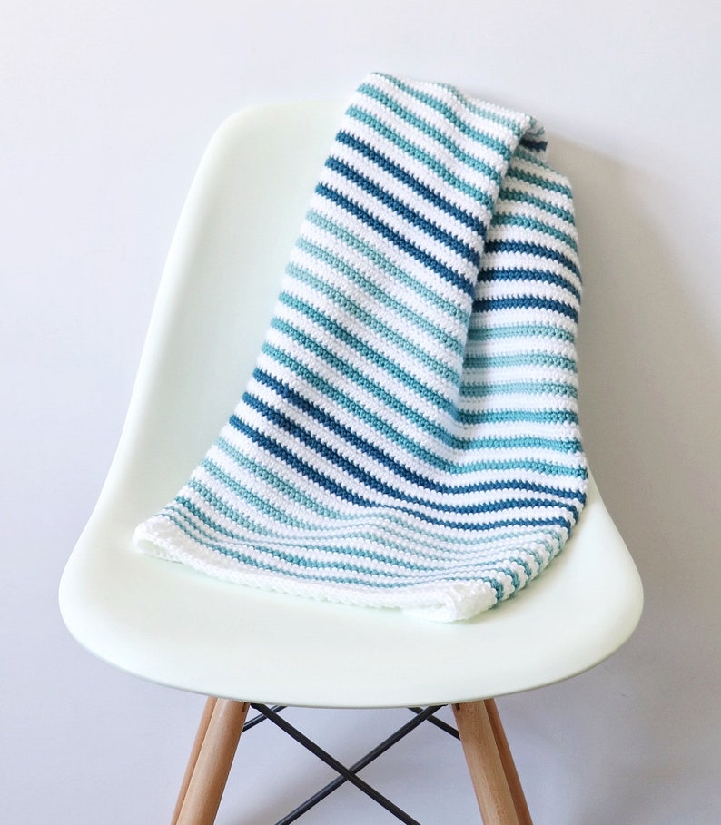 Crochet Teal Stripes Baby Blanket Pattern image 5