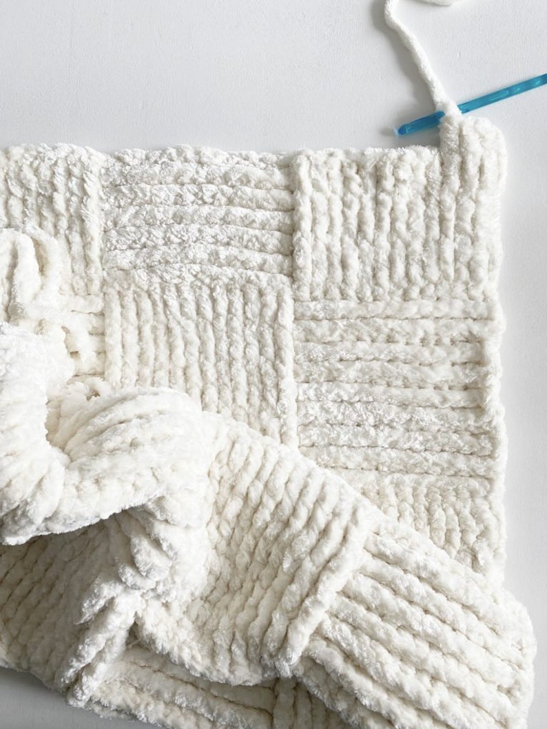Crochet Giant Basketweave Throw in Velvet Plus Pattern image 3